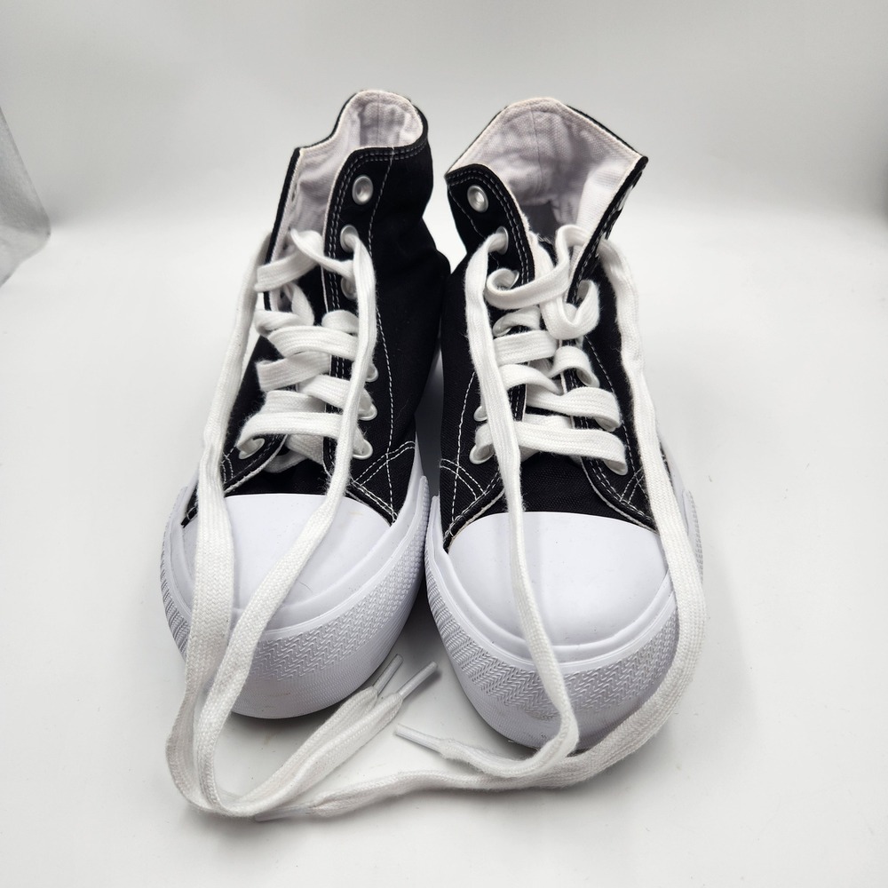 No Boundaries Black Canvas High Top Sneakers Platform USA 9 Causal Retro‎